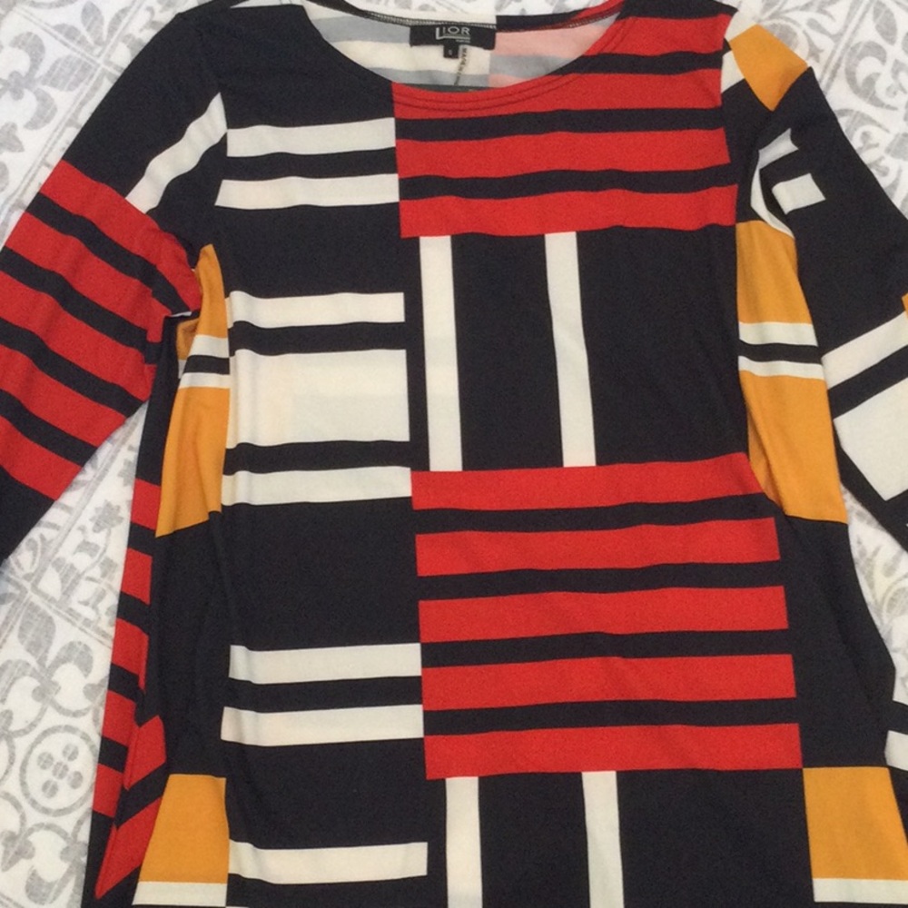Lior Paris tunic top. Women size S. Stripe/block pattern. Nice
